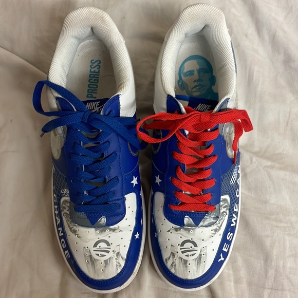RARE Nike Air Force one af1 Obama ‘08 size 12 red and blue Great condition🇺🇸 - Picture 2 of 9